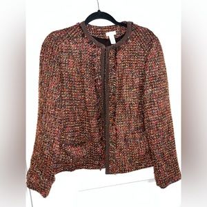 CHICO’s Rainbow Shine Vikey Jacket Glitzy Bling Vintage Golden Threads Size 1